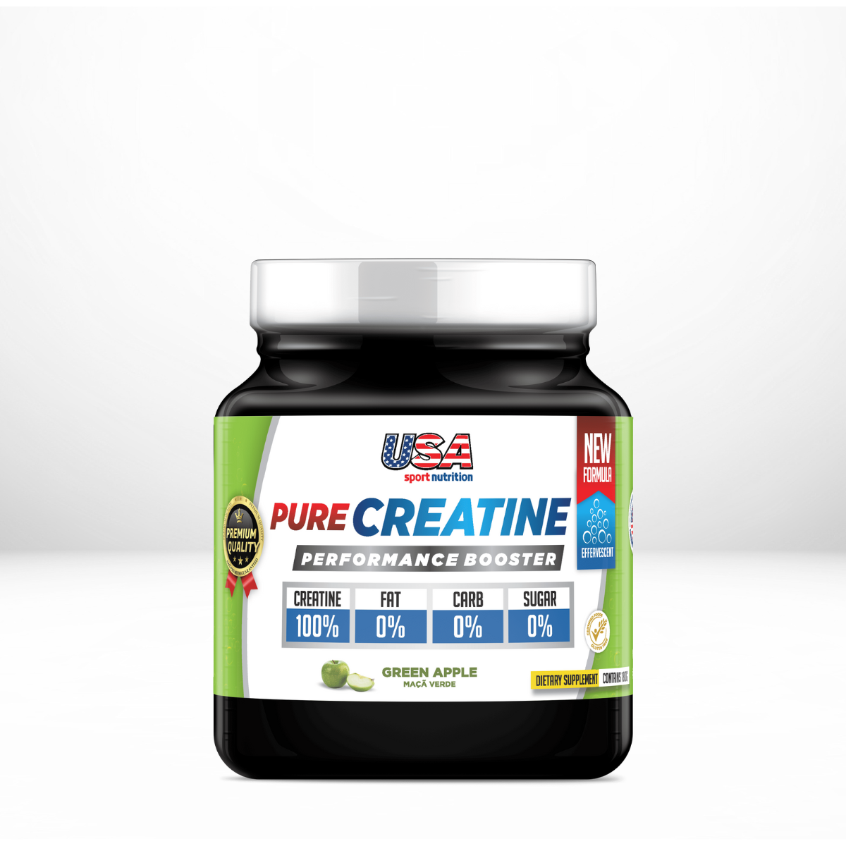 Creatina Pura Efervescente (Creatine Pure) (Nova Fórmula) Sem Sabor (180g) - USA SPORT NUTRITION