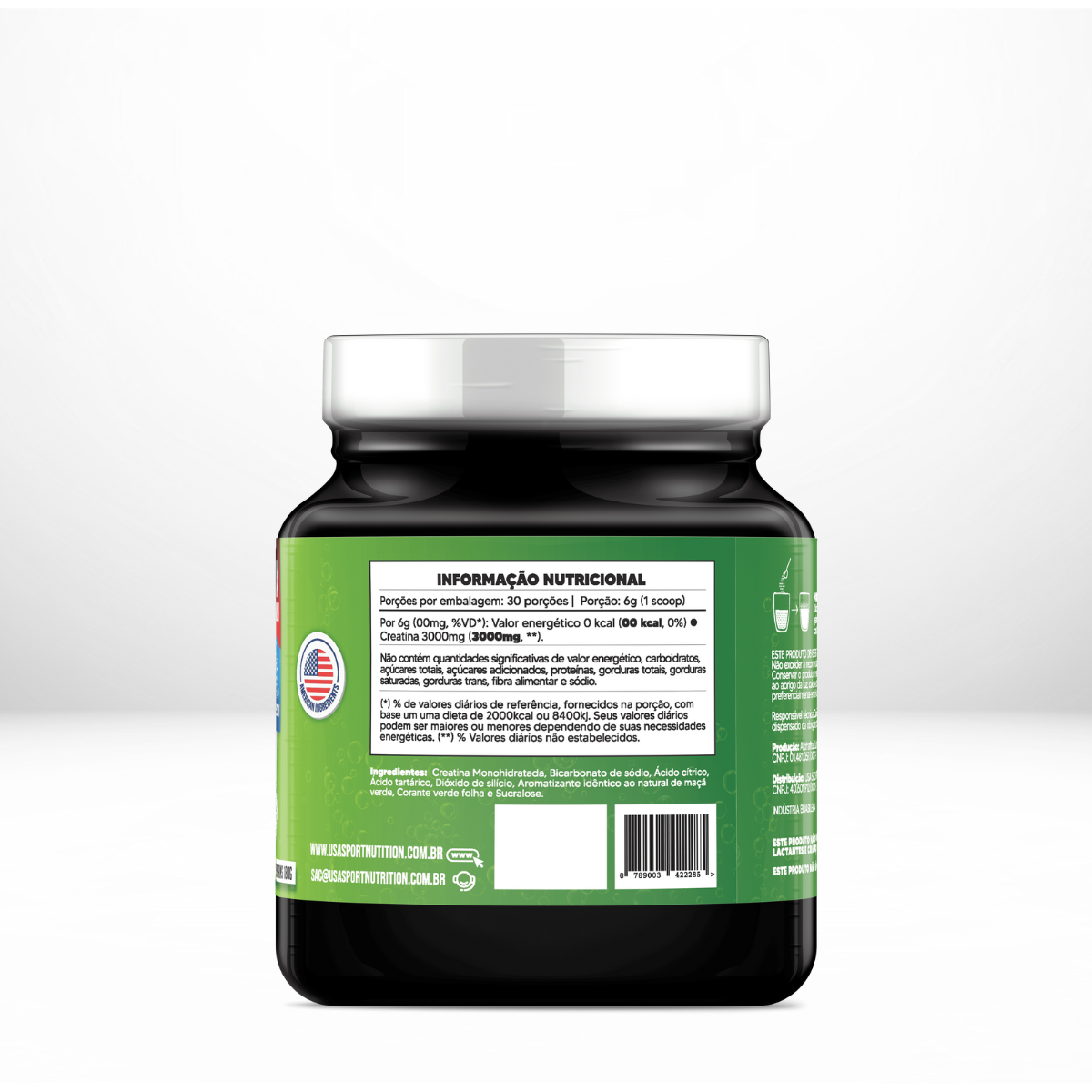 Creatina Pura Efervescente (Creatine Pure) (Nova Fórmula) Sem Sabor (180g) - USA SPORT NUTRITION - Imagem 2