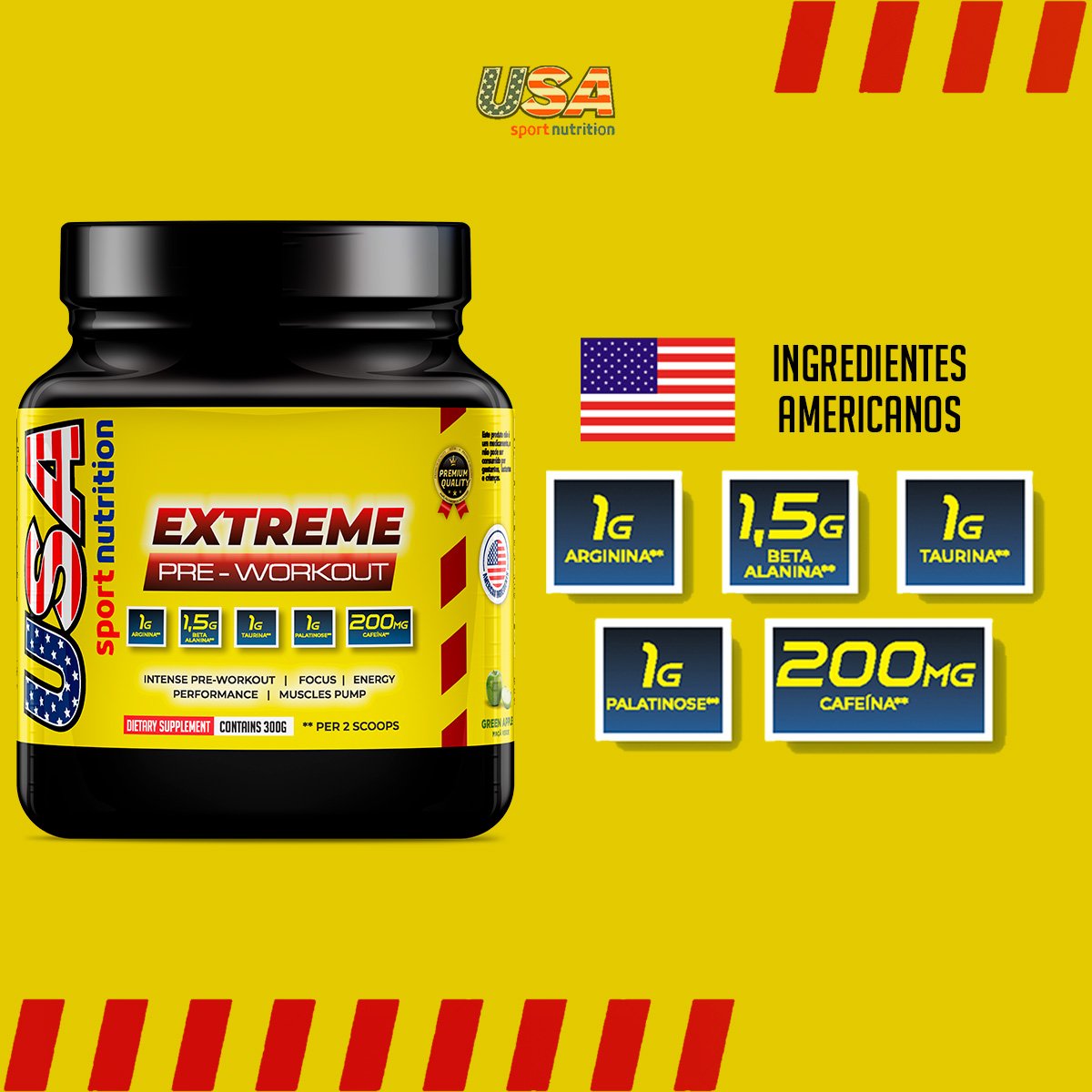 Extreme Pre - Workout (Pré-Treino) 300 gramas - USA Sport Nutrition - Imagem 4